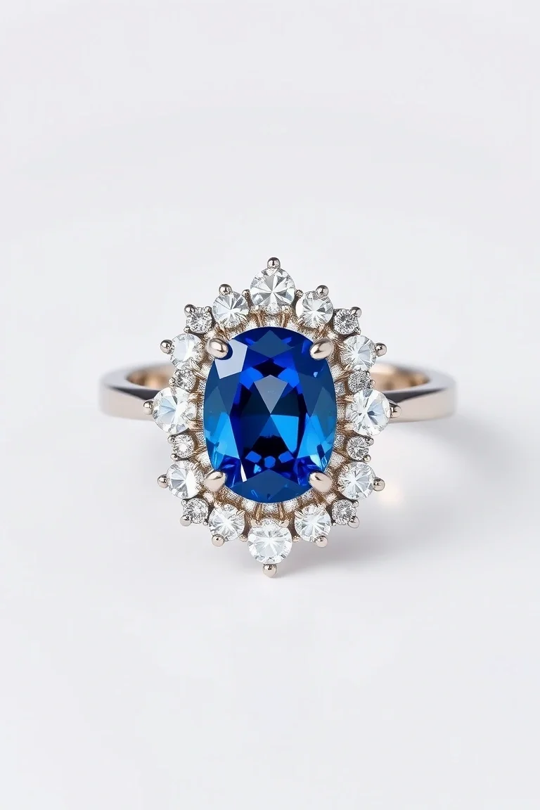 14K CONTEMPORARY SAPPHIRE DIAMOND RING