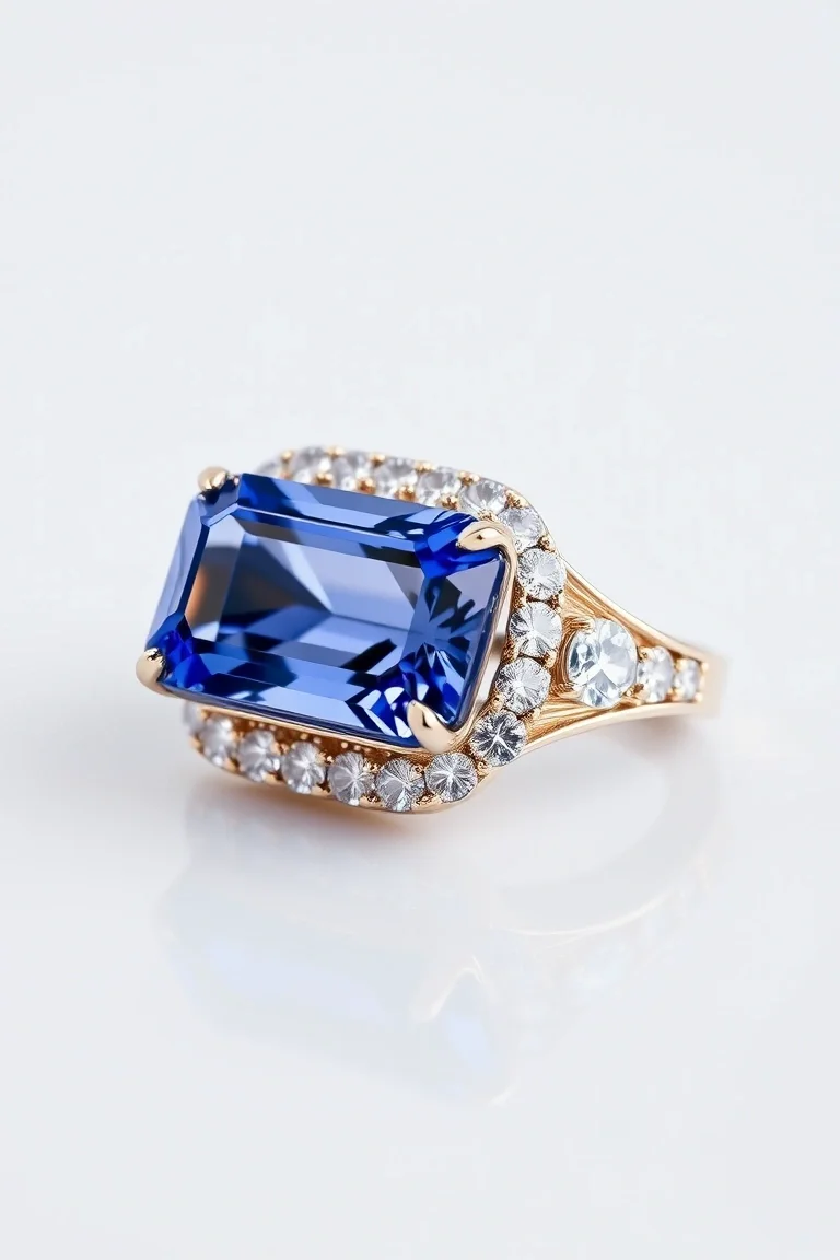 14K CONTEMPORARY TANZANITE DIAMOND SLIDE