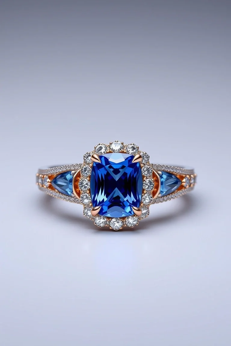 14K CONTEMPORARY TANZANITE DIAMOND SLIDE