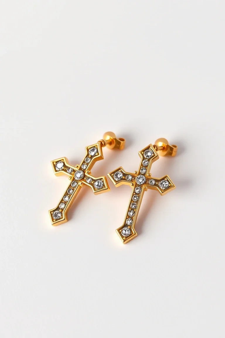 14K Cross Earrings