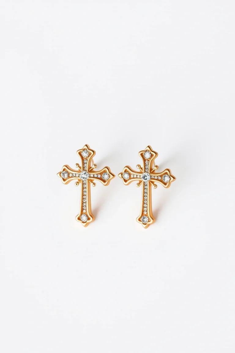 14K Cross Earrings