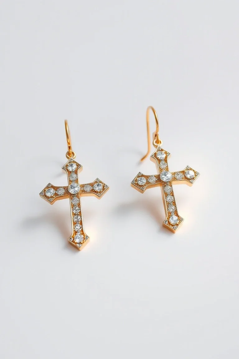 14K Cross Earrings