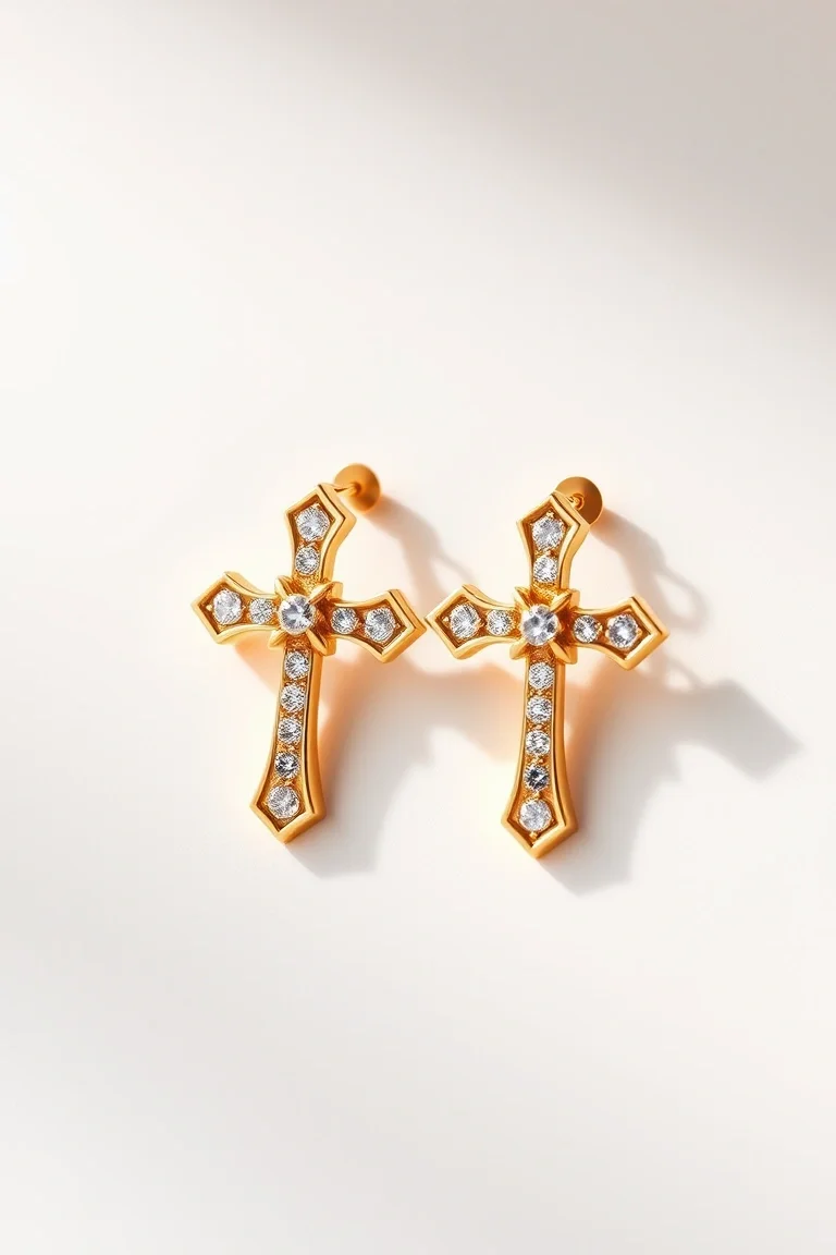 14K Cross Earrings