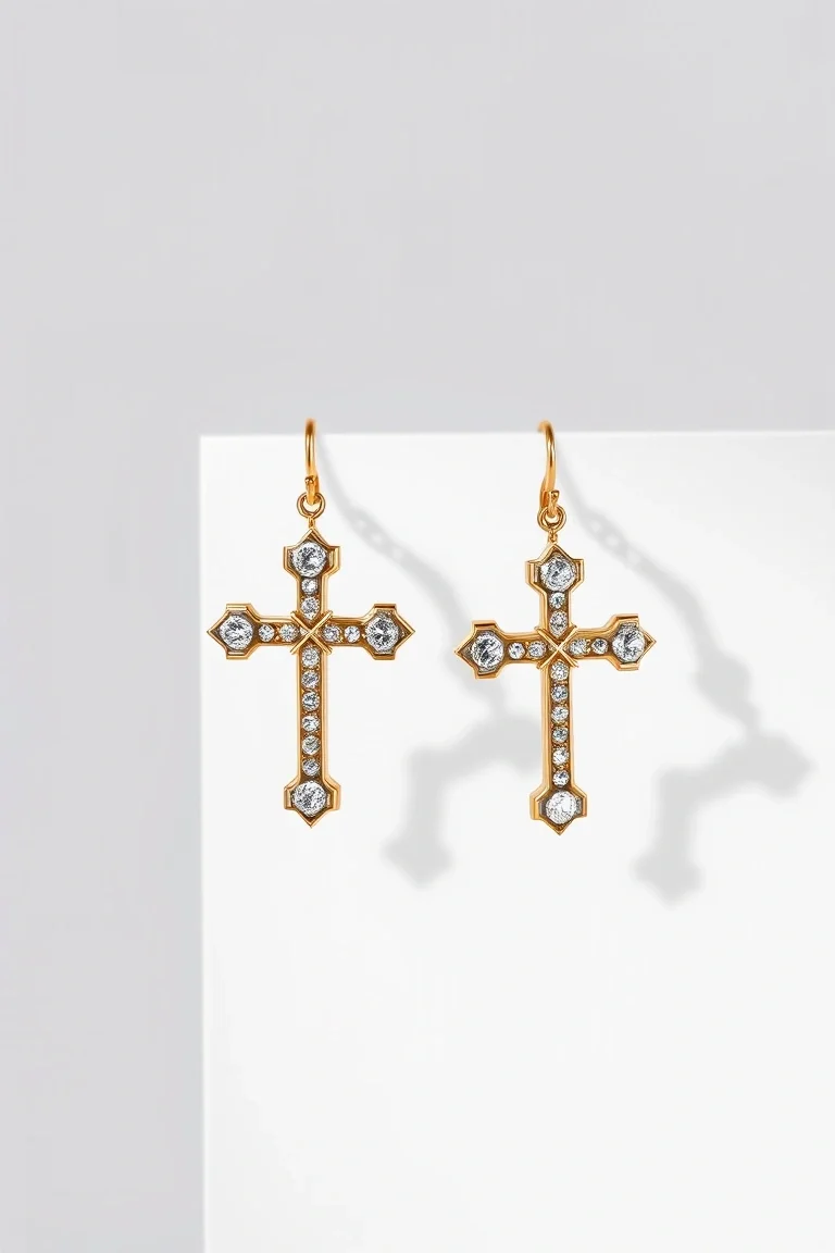 14K Cross Earrings