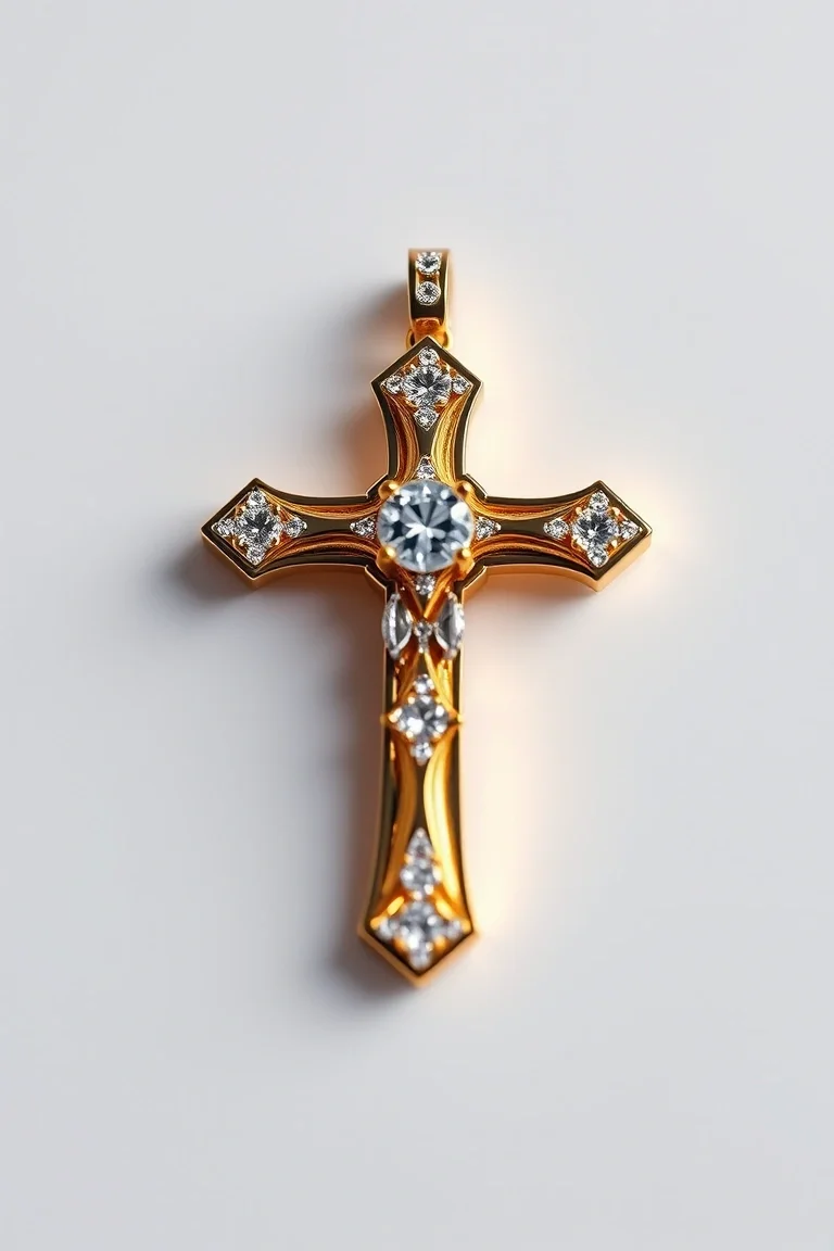 14K Cubic Zirconia Cross