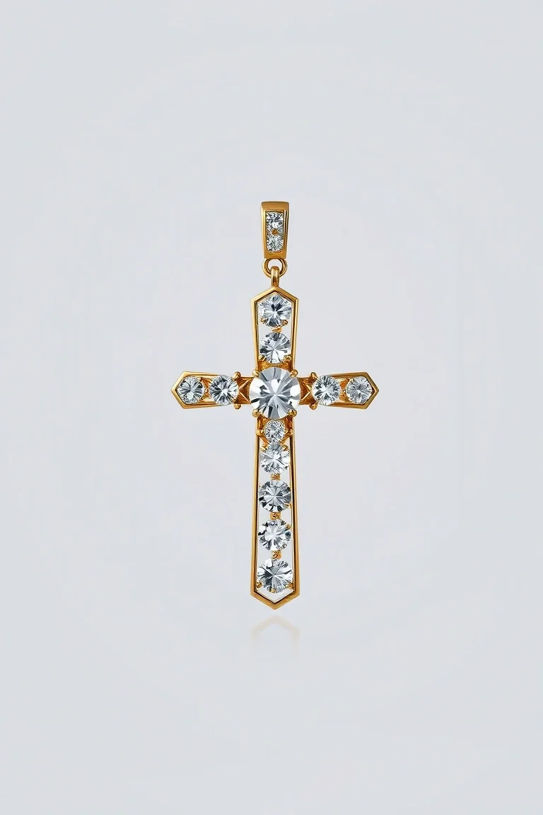14K Cubic Zirconia Cross