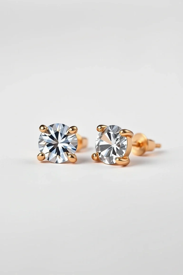 14K Cubic Zirconia Stud Earrings