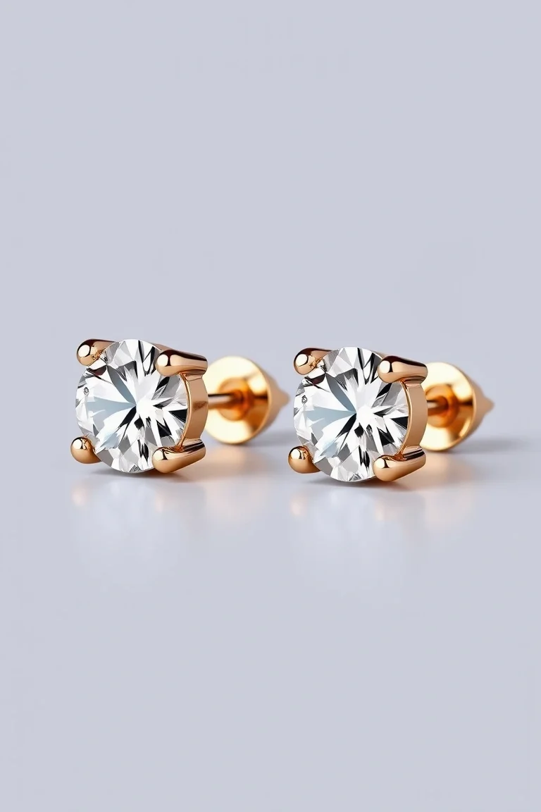 14K Cubic Zirconia Stud Earrings
