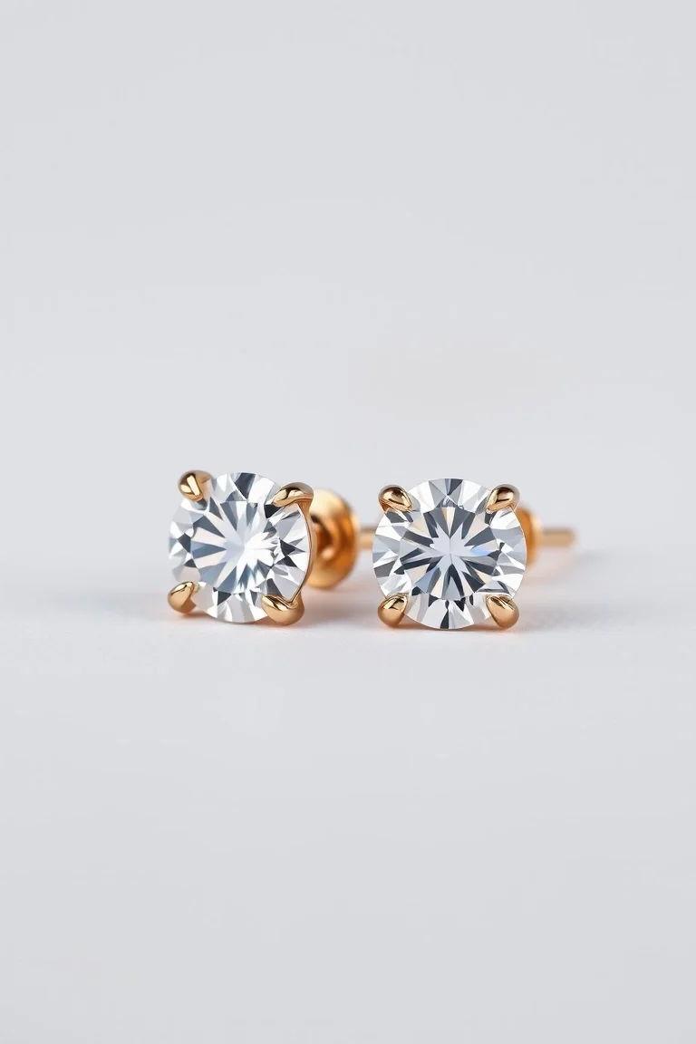 14K Cubic Zirconia Stud Earrings