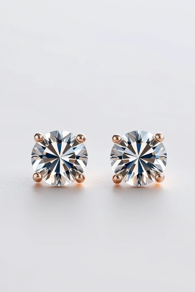14K Cubic Zirconia Stud Earrings