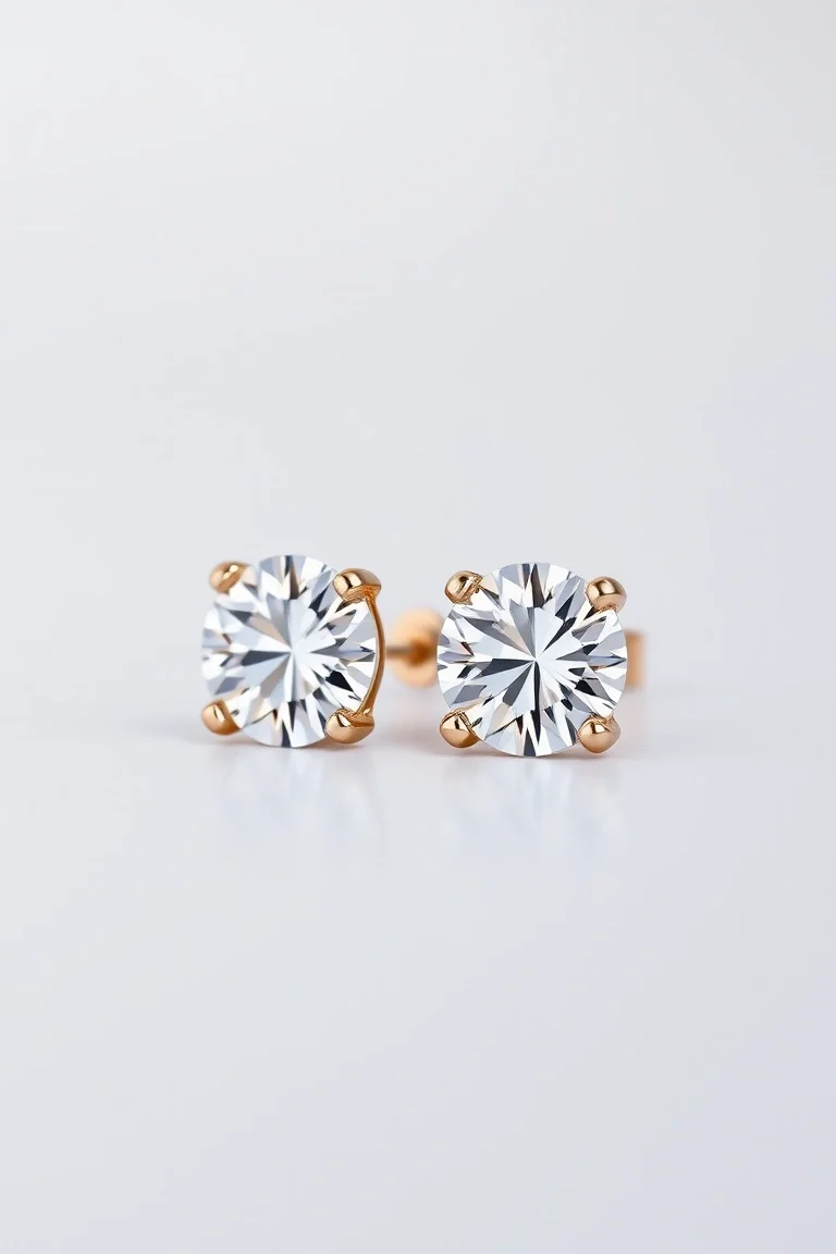 14K Cubic Zirconia Stud Earrings