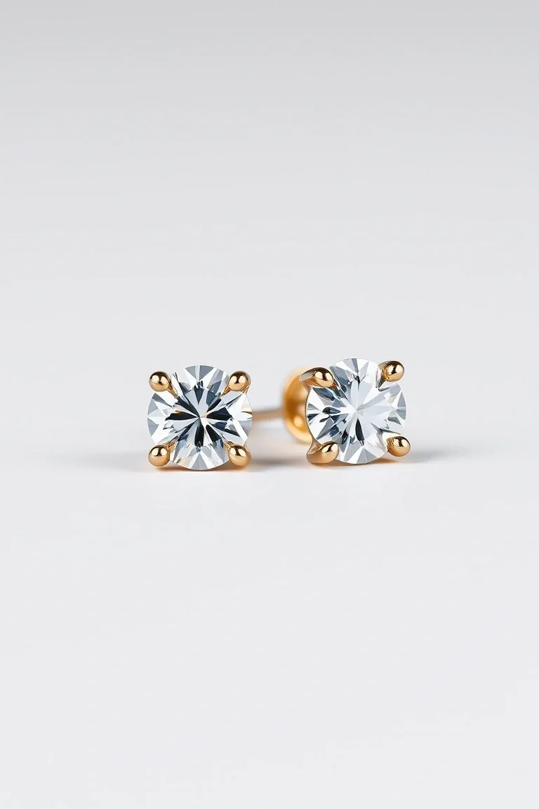 14K Cubic Zirconia Stud Earrings