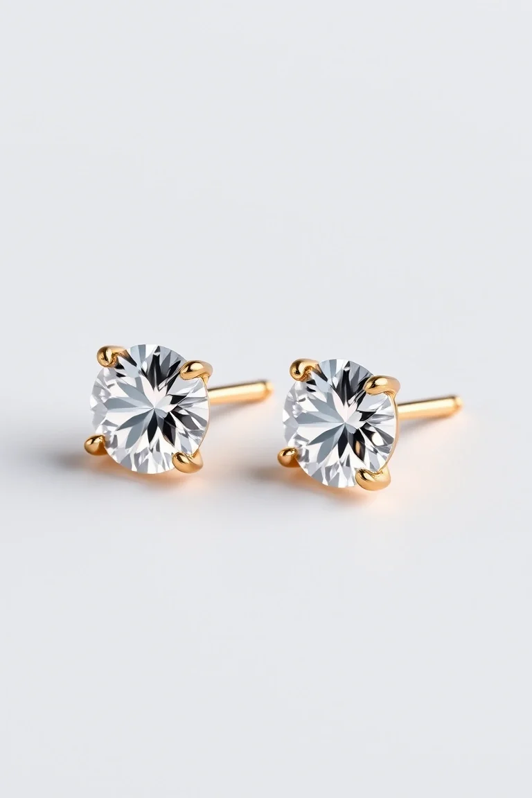 14K Cubic Zirconia Stud Earrings