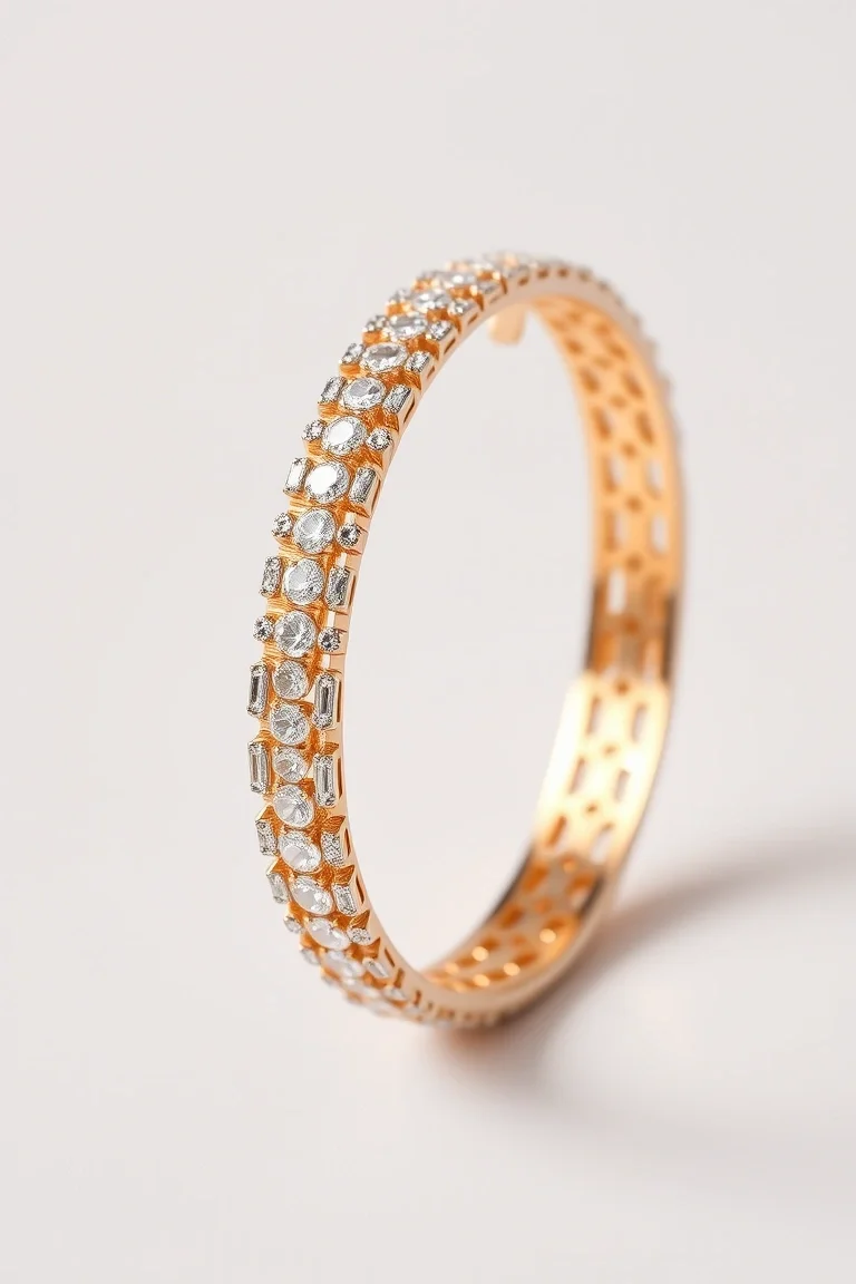 14K Diamond Bangle AA Quality