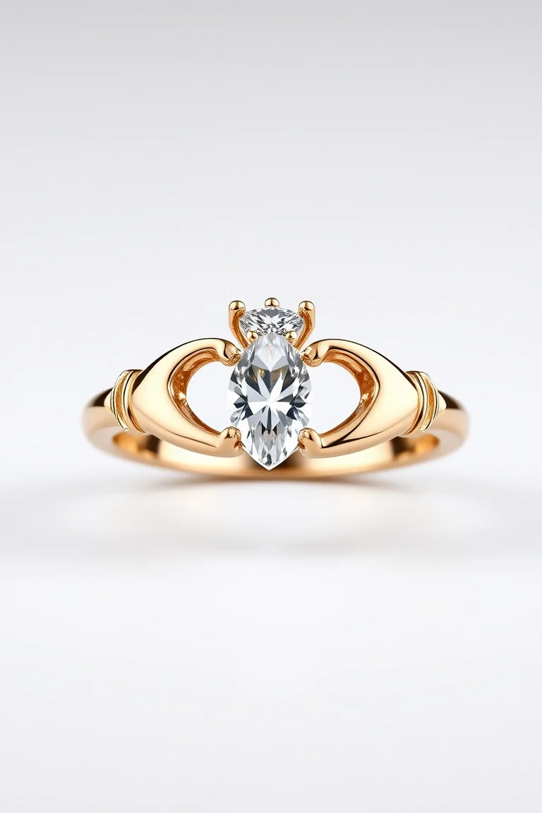 14K Diamond Claddagh Toe Ring AA Quality