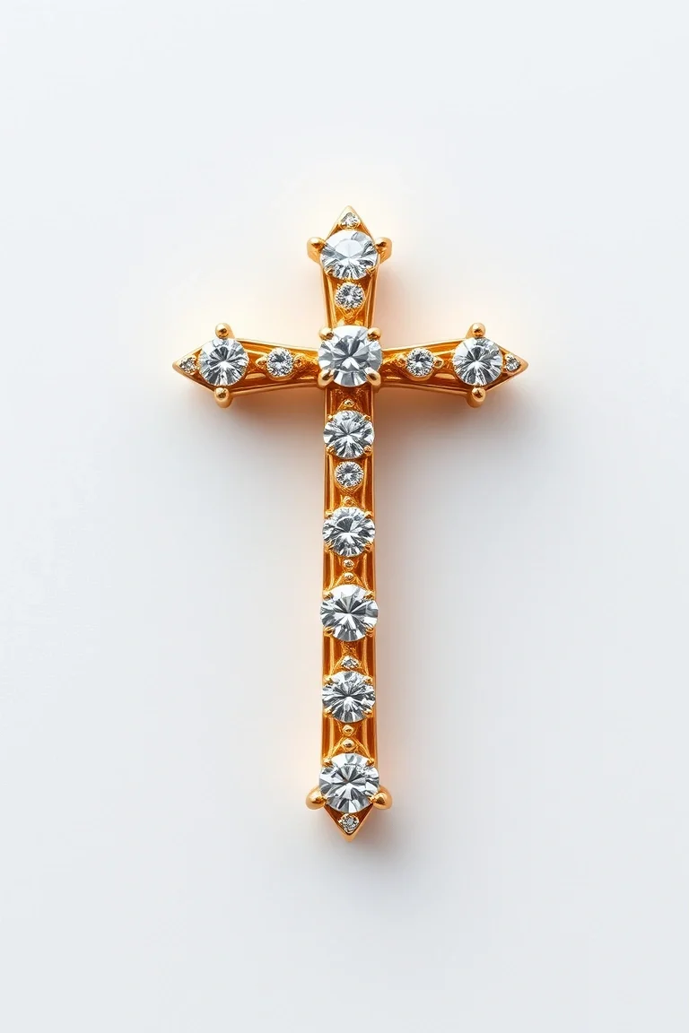 14K Diamond Cross AA Quality