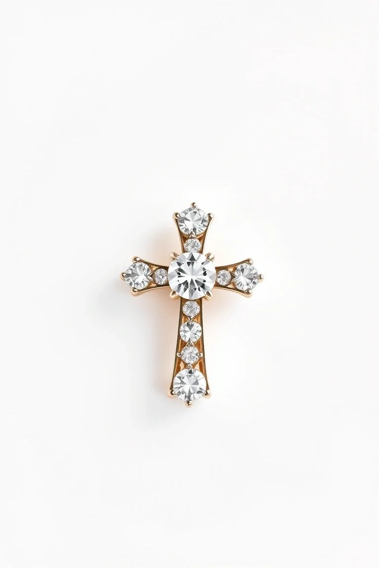14K Diamond Cross AA Quality