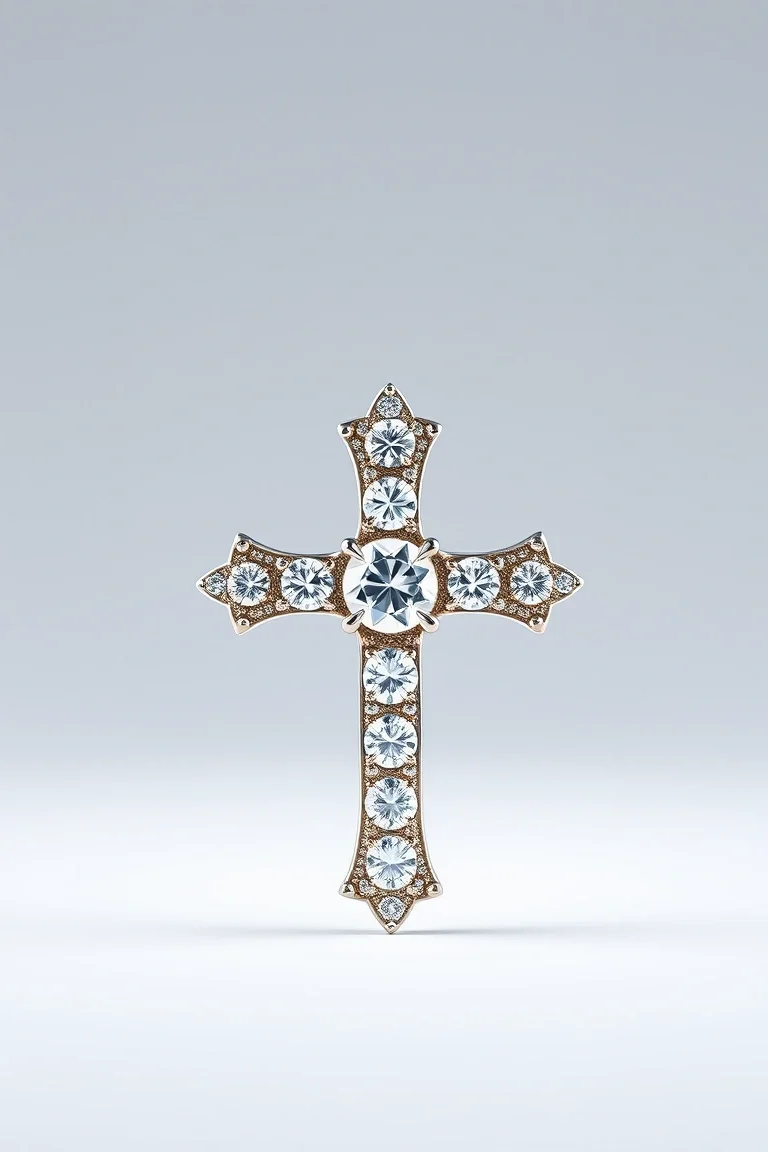14K Diamond Cross AA Quality