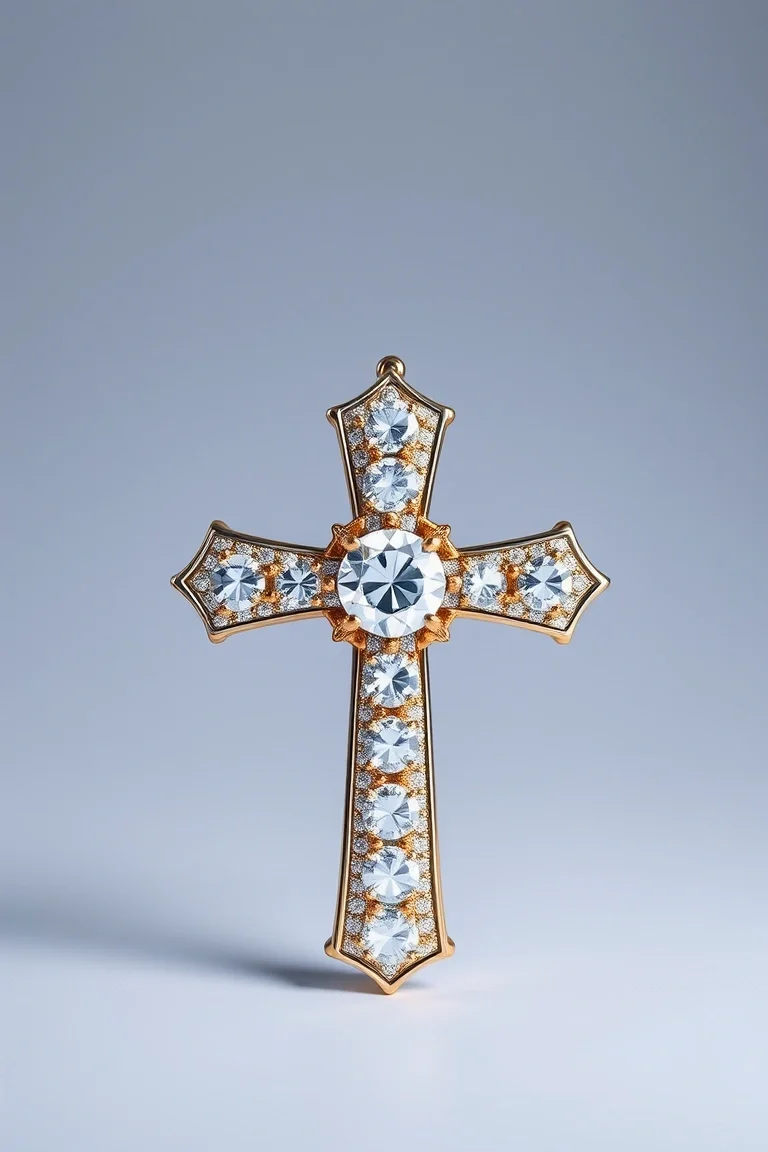 14K Diamond Cross AA Quality
