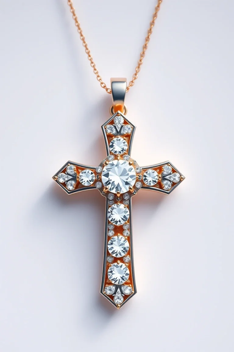 14K Diamond Cross AA Quality