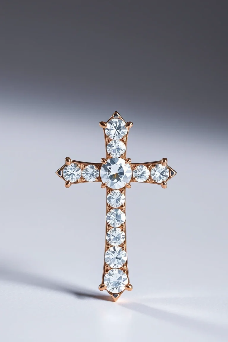 14K Diamond Cross AA Quality