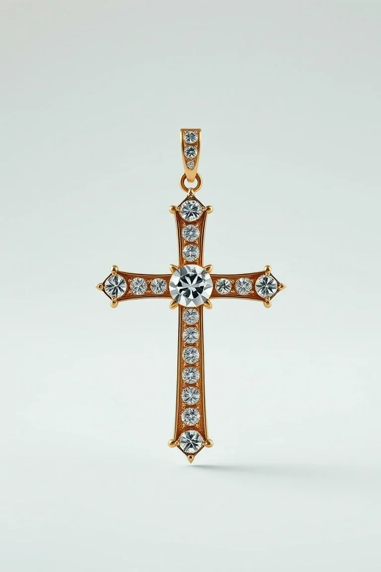 14K Diamond Cross AAA Quality