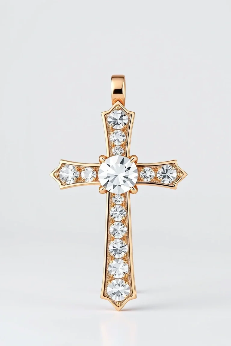 14K Diamond Cross AAA Quality
