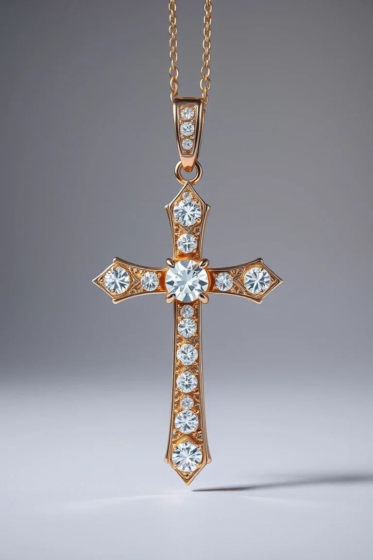 14K Diamond Cross AAA Quality