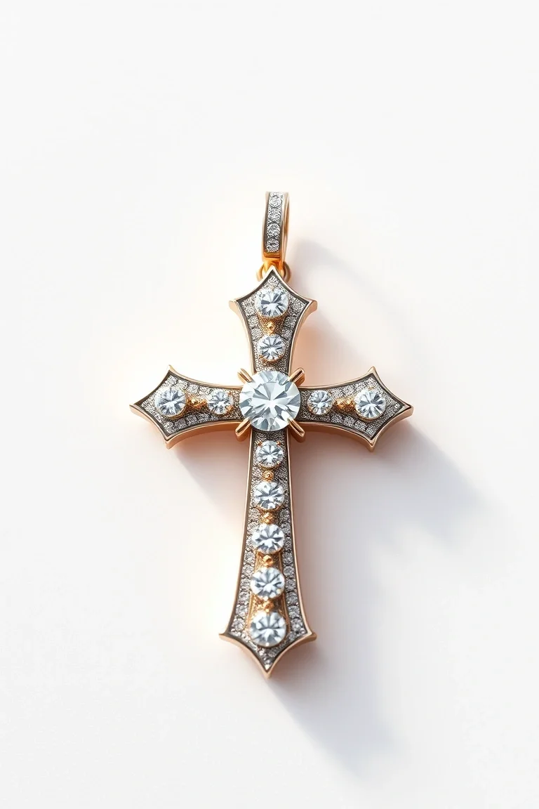 14K Diamond Cross AAA Quality