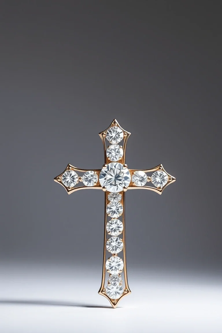 14K Diamond Cross AAA Quality
