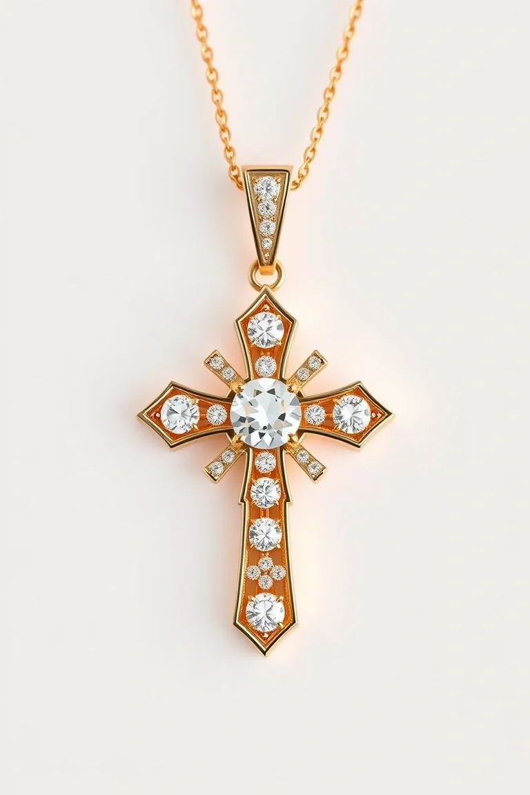 14K Diamond Cross AAA Quality