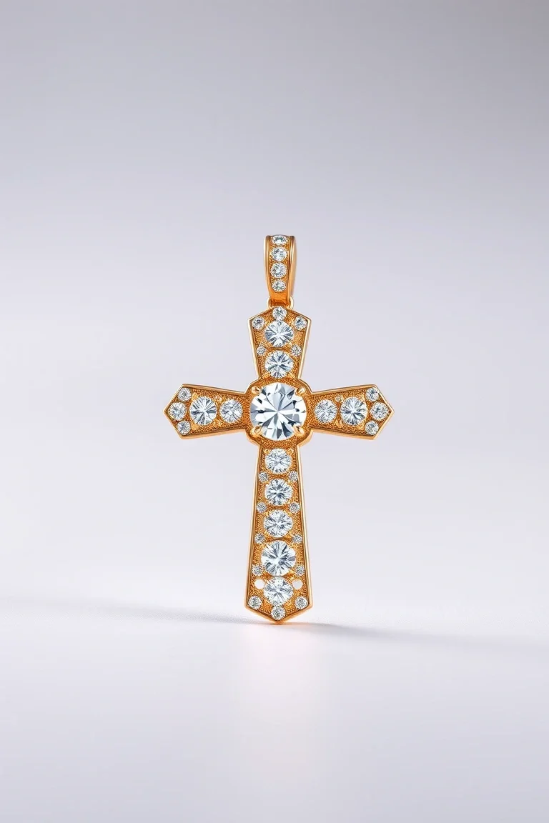 14K Diamond Cross AAA Quality