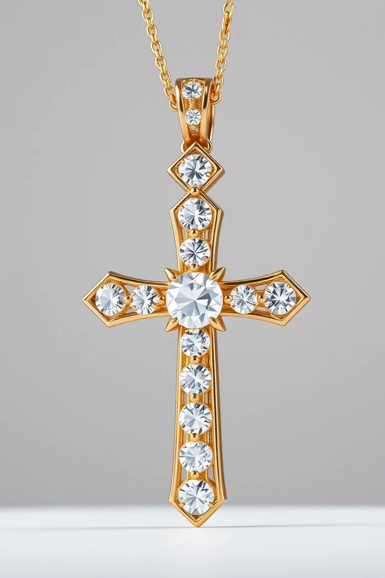 14K Diamond Cross AAA Quality