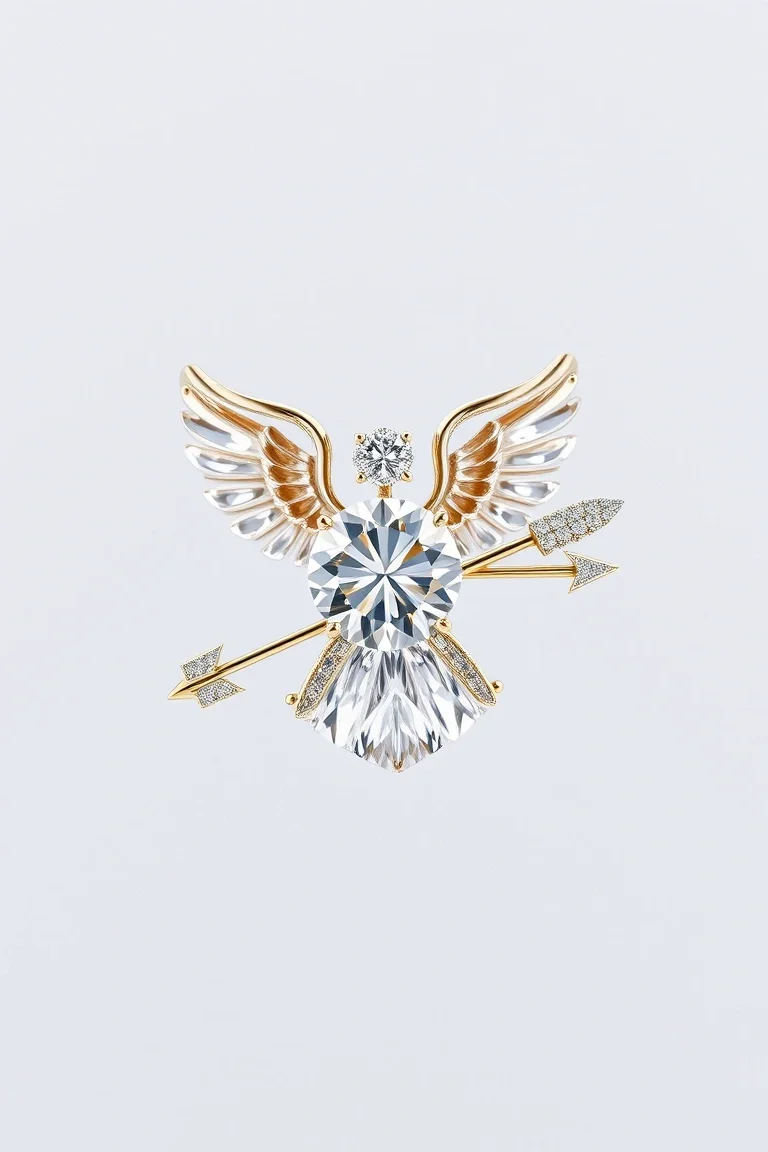 14K Diamond Cut Angel With Bow And Arrow E