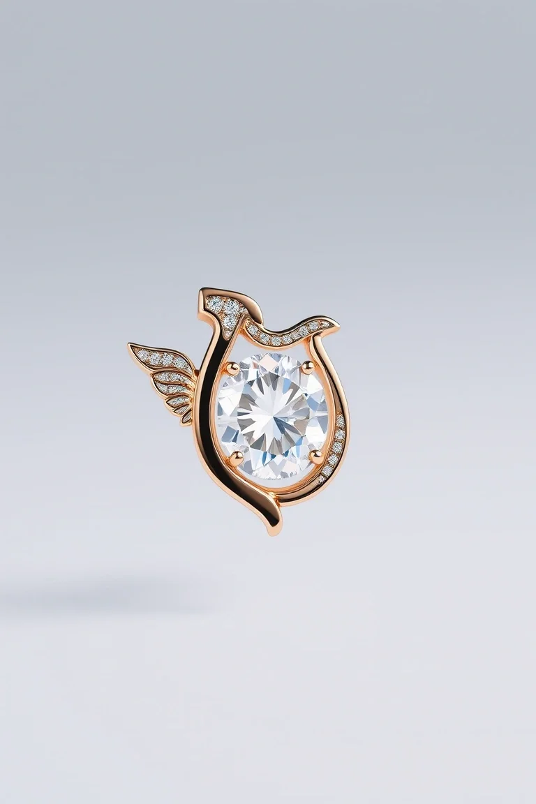 14K Diamond Cut Angel With Harp Earring