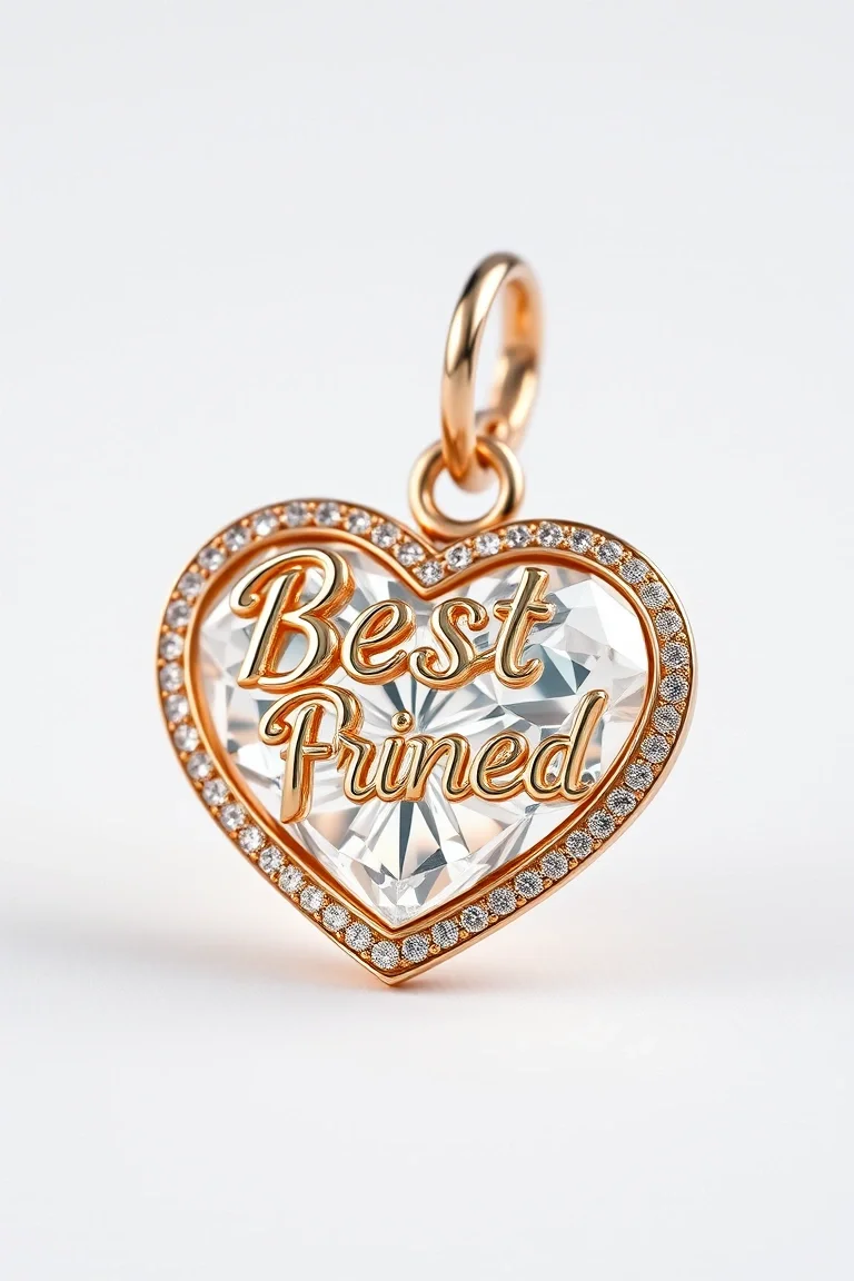 14K Diamond Cut Best Friend Heart