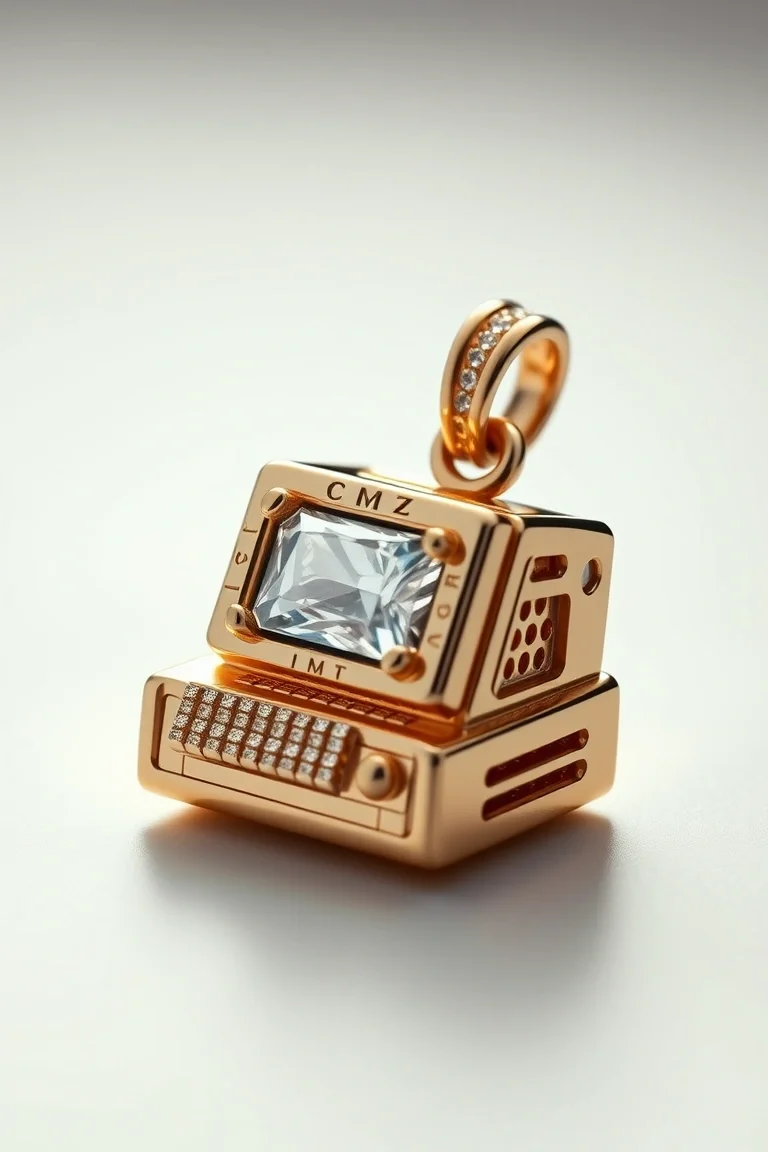 14K Diamond Cut Computer Wiz Charm