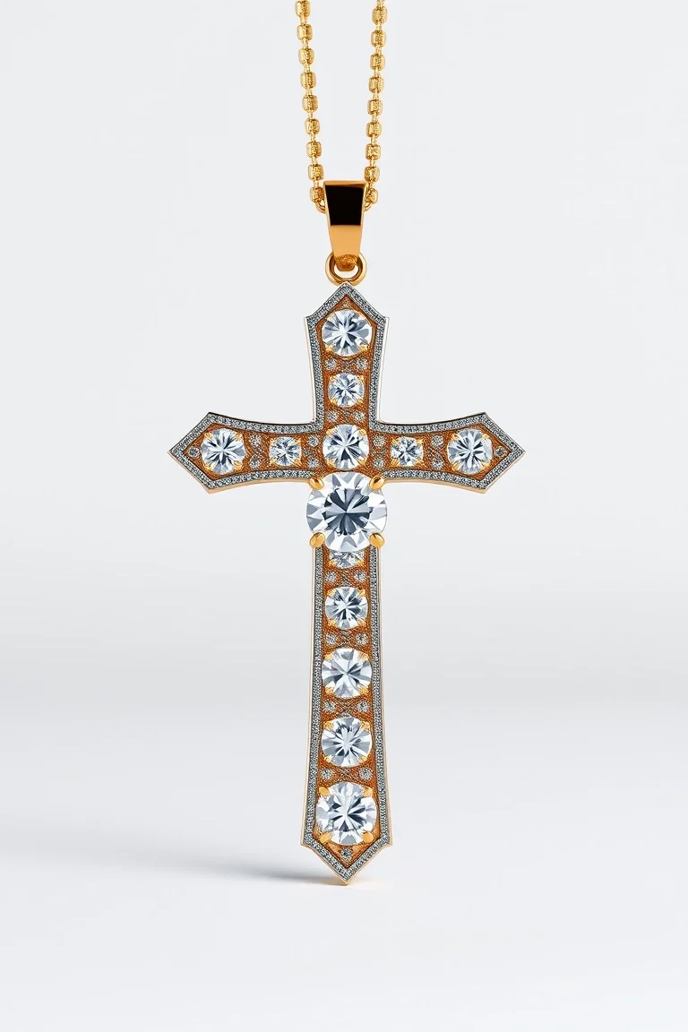 14K Diamond Cut Cross