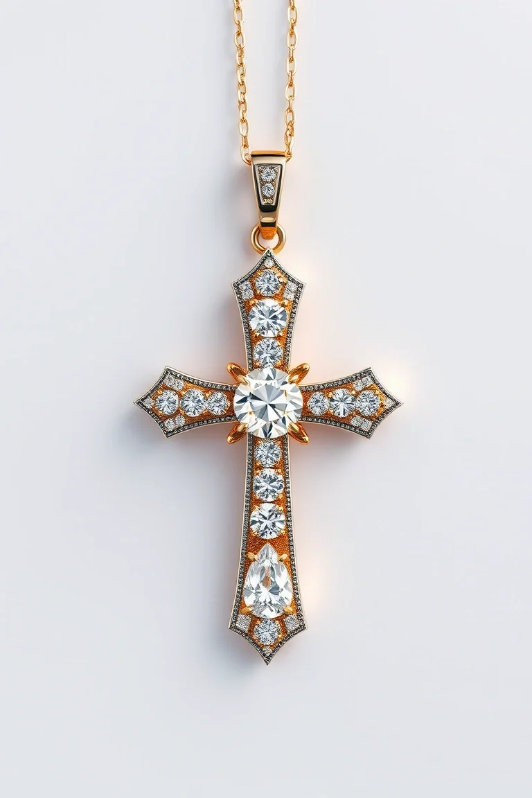 14K Diamond Cut Cross