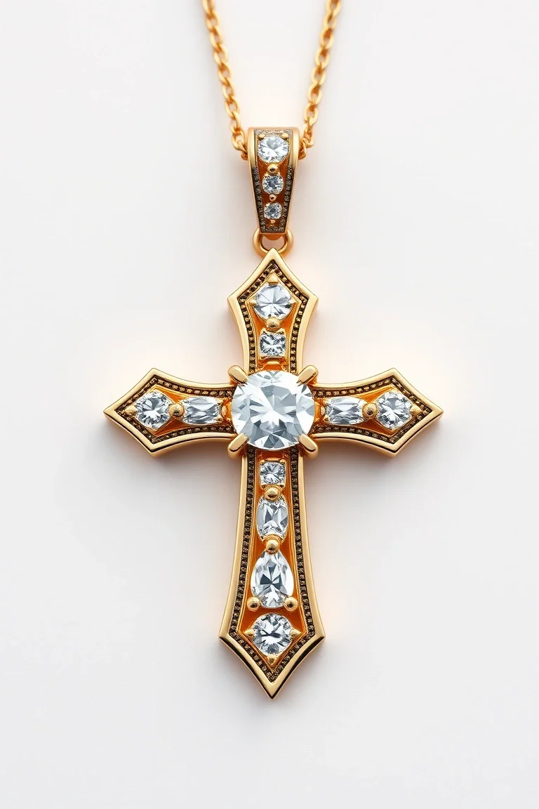 14K Diamond Cut Cross