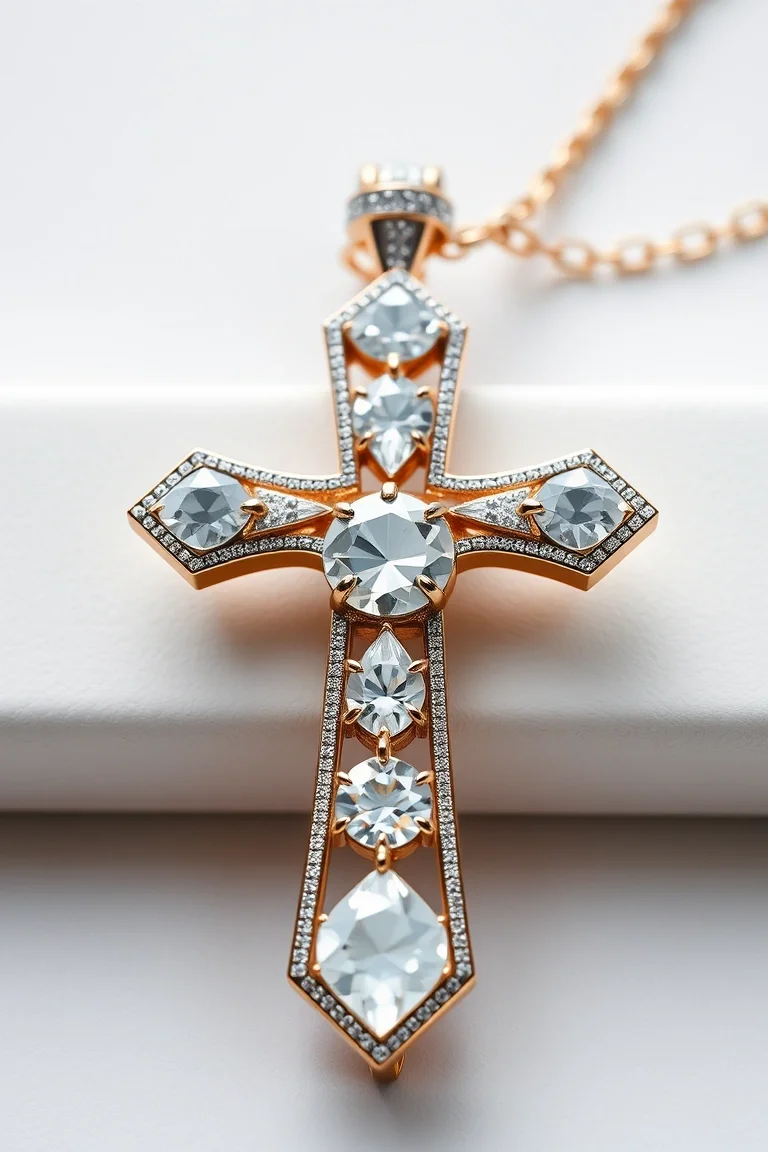 14K Diamond Cut Cross