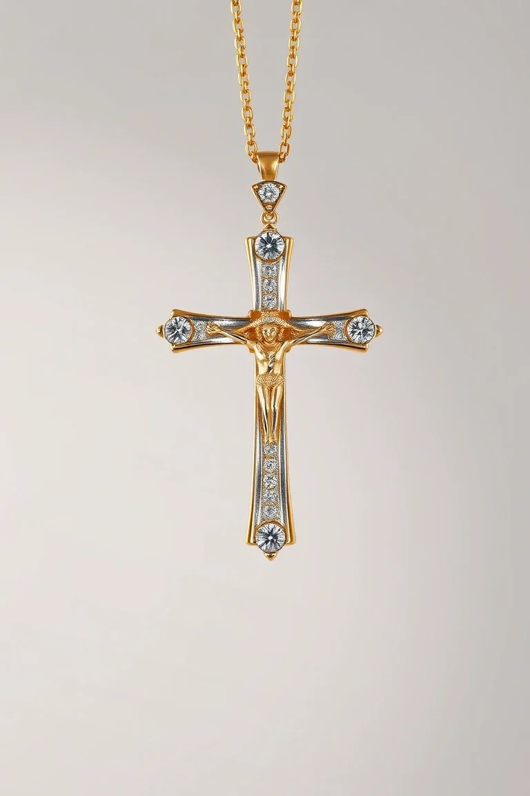 14K Diamond Cut Crucifix