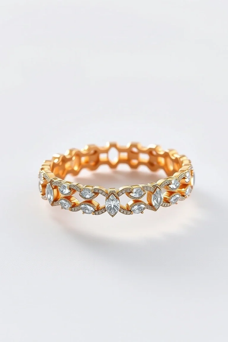 14K Diamond Cut Fancy Bracelet 7 In.
