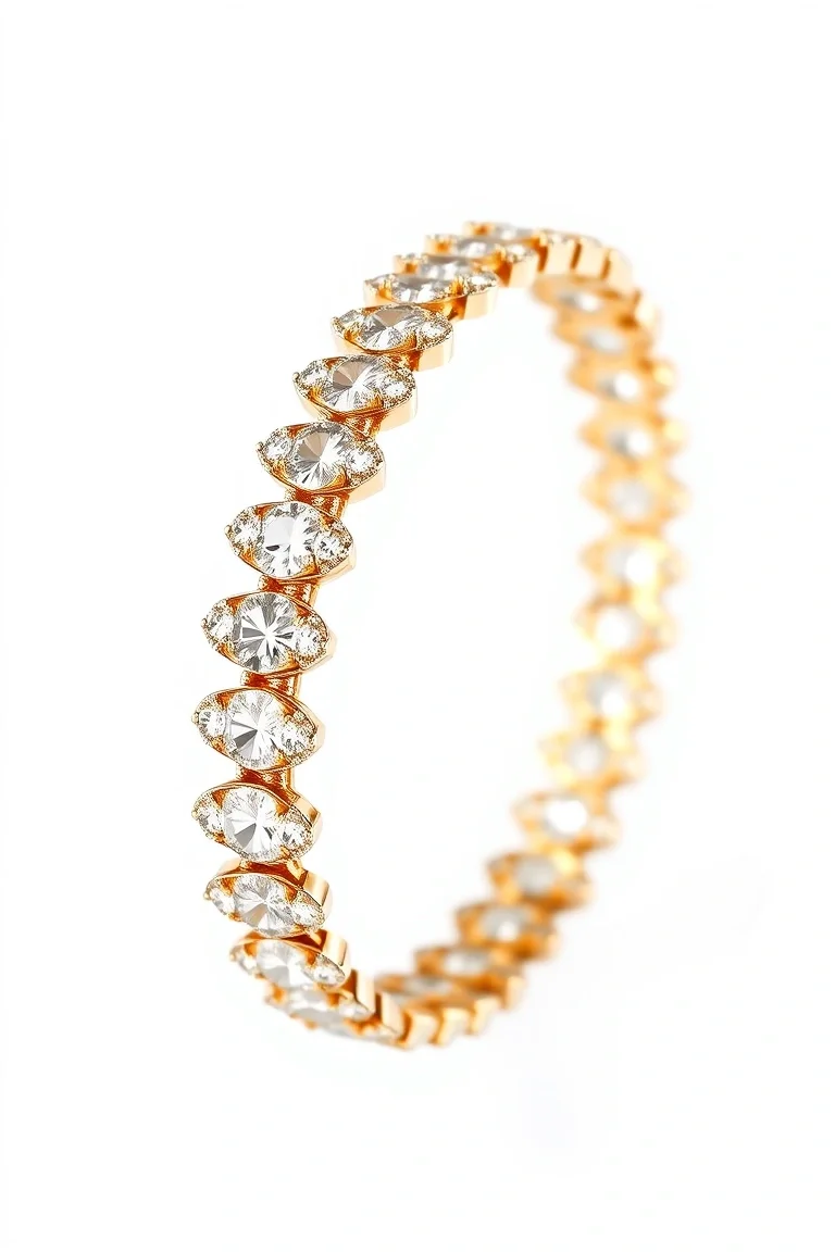 14K Diamond Cut Fancy Bracelet 7 In.