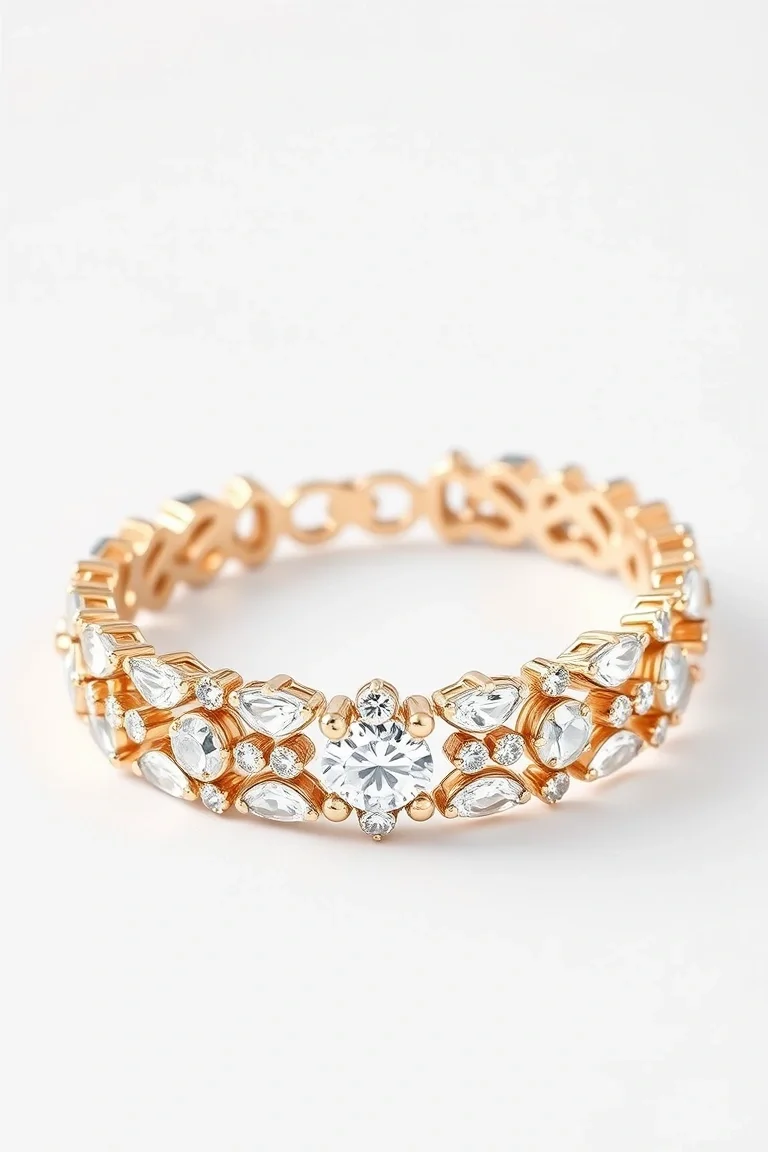 14K Diamond Cut Fancy Bracelet 7 In.