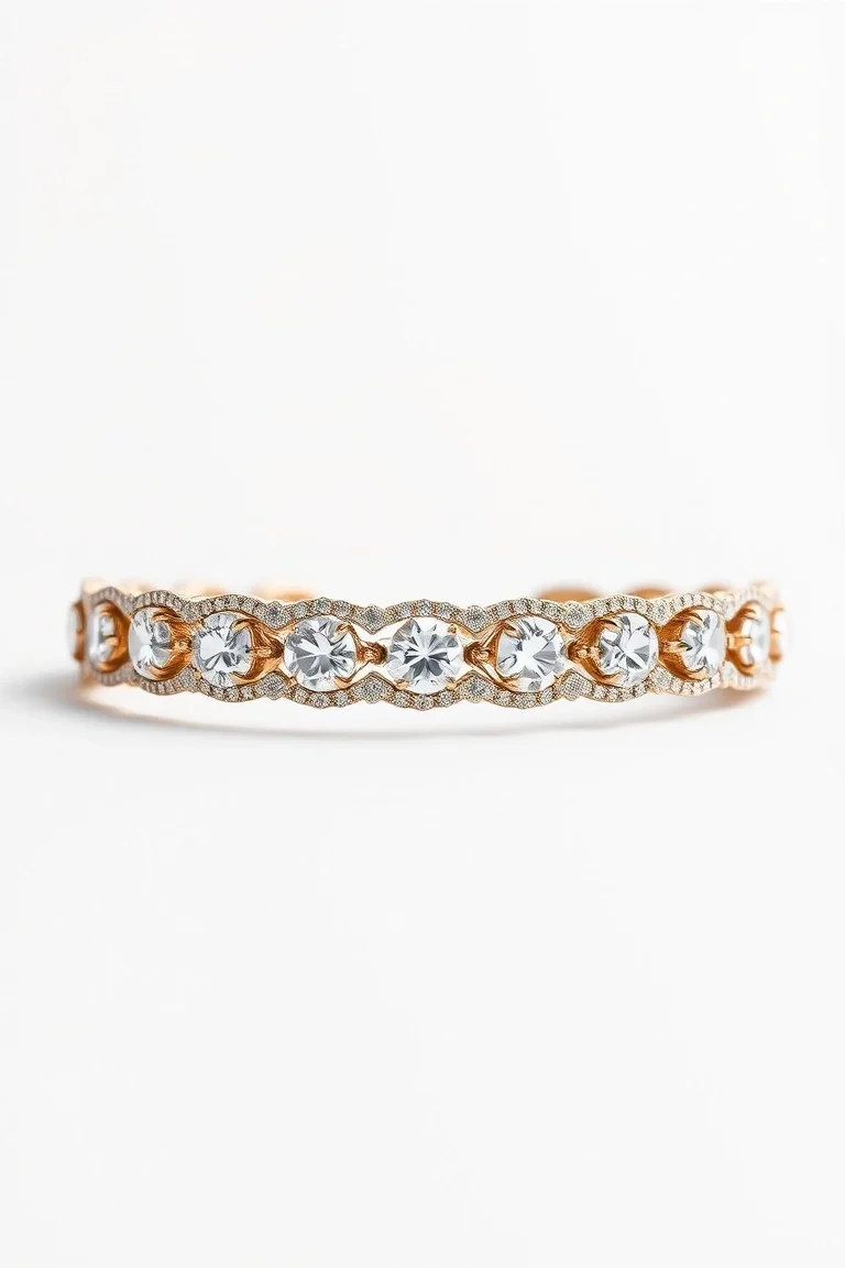 14K Diamond Cut Fancy Bracelet 7 In.