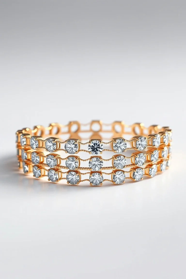 14K Diamond Cut Fancy Bracelets 7 In.