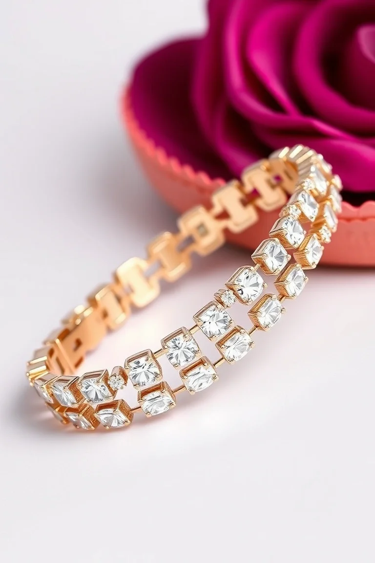 14K Diamond Cut Fancy Bracelets 7 In.