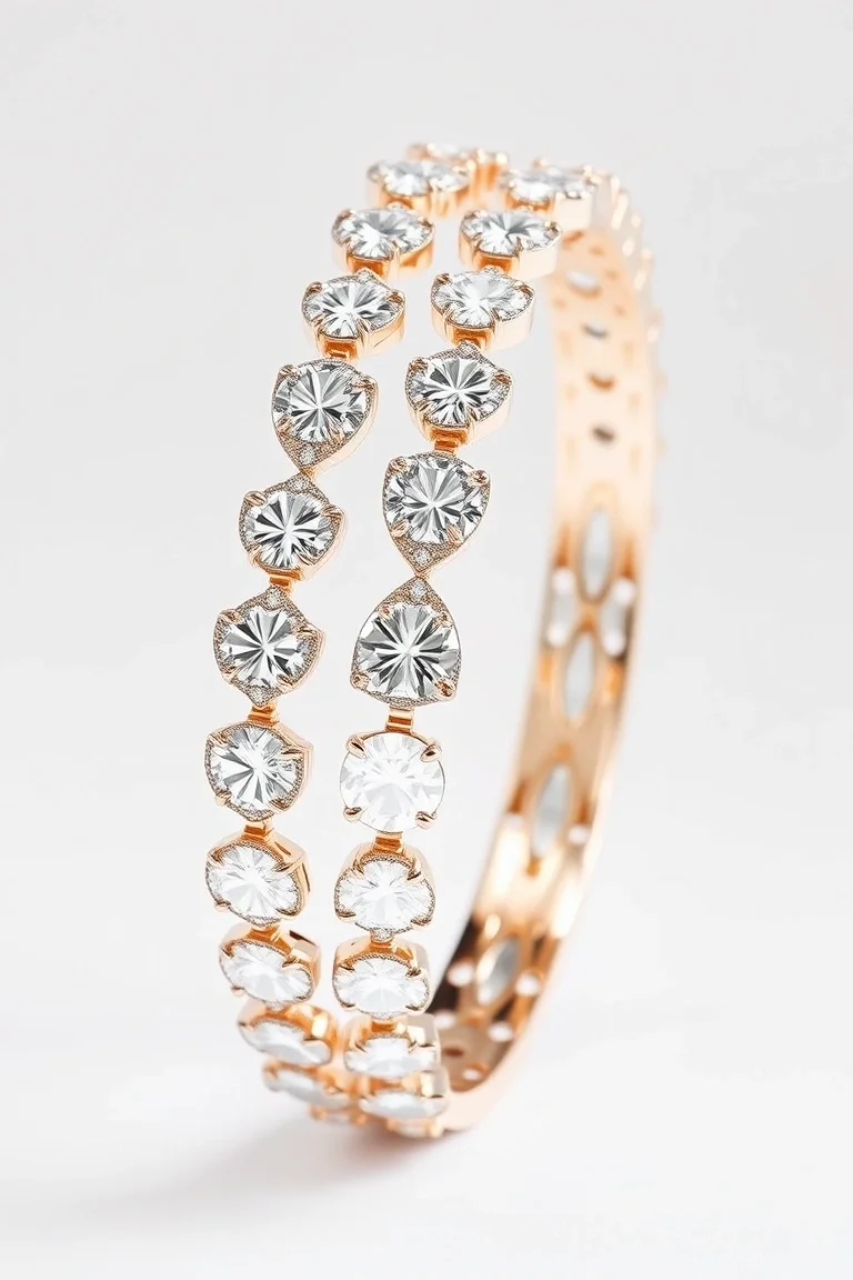 14K Diamond Cut Fancy Bracelets 7 In.