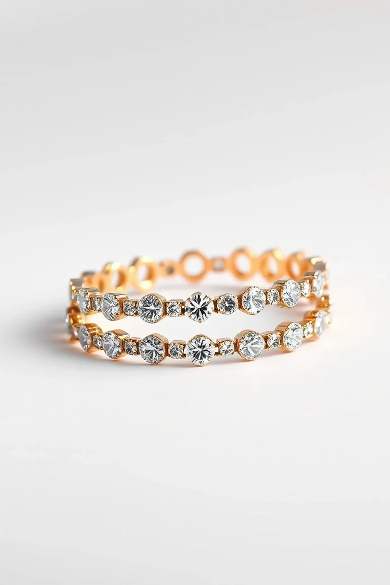 14K Diamond Cut Fancy Bracelets 7 In.